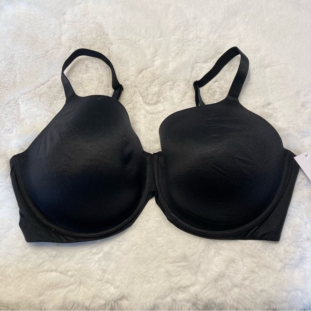 NWT Auden Black Smooth Lightly Lined T Shirt Bra 46DDD 46F